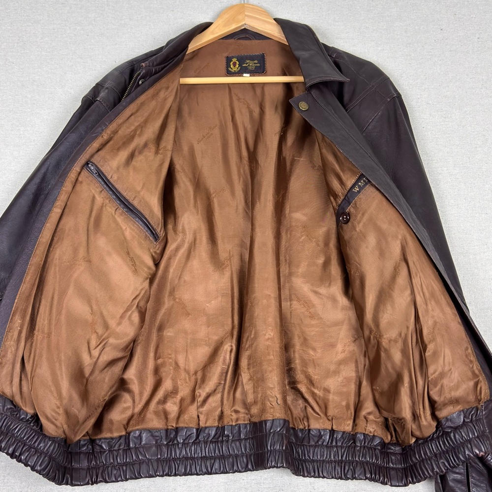 Vintage Scuola del Cuoio Firenze Italy Dark Academia Soft Brown Leather Jacket - Picture 4 of 12